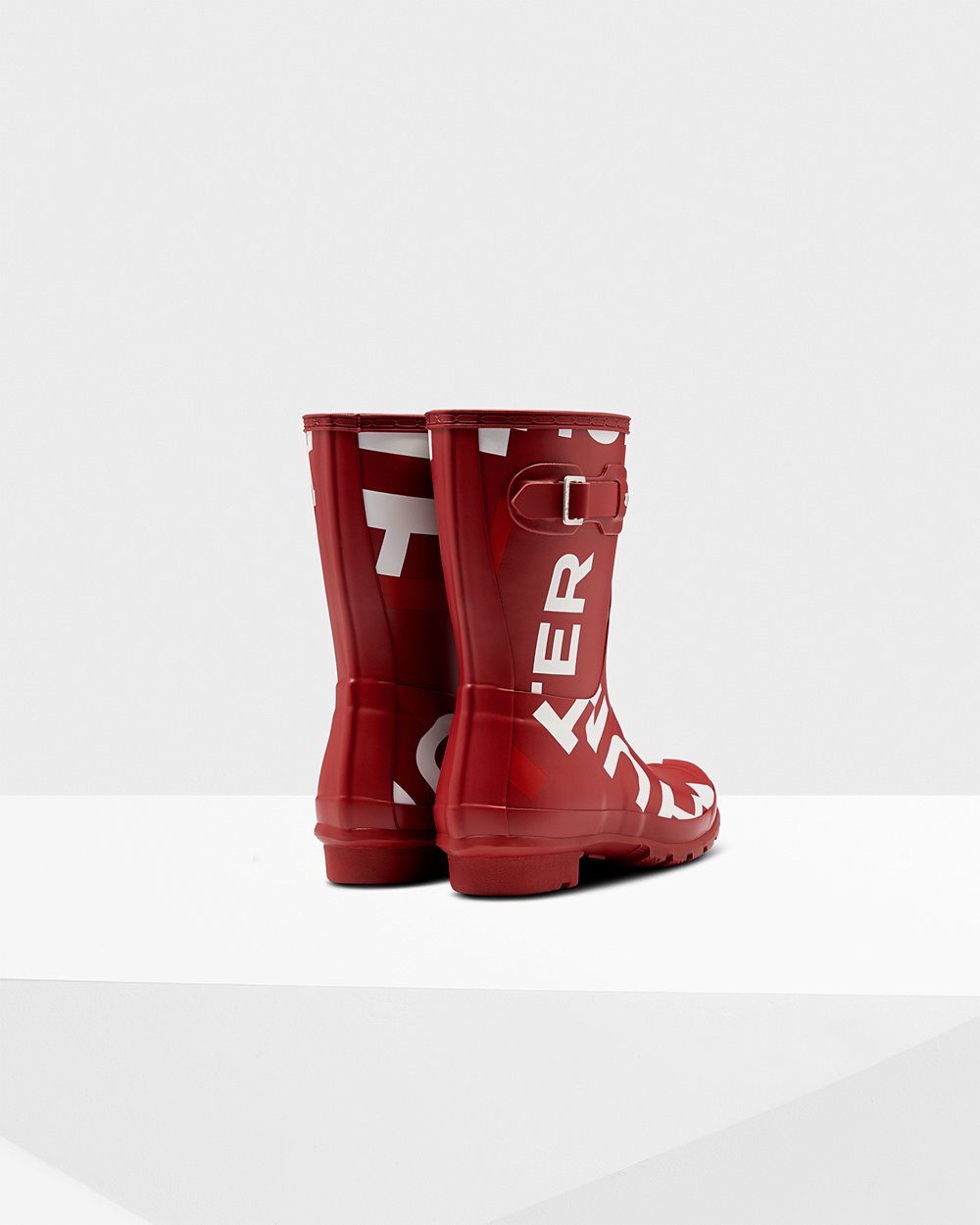 Botas De Cortas Original Exploded Logo Hunter Mujer - Grises Rojos - 791326WZC